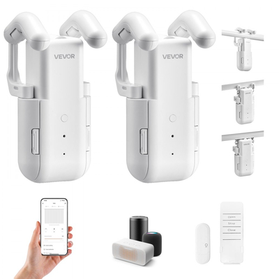 Αυτόματο ανοιχτήρι κουρτινών VEVOR, 2 τεμάχια, εφαρμογή και τηλεχειριστήριο, περιλαμβάνεται hub, ηλεκτρικό έξυπνο ανοιχτήρι κουρτινών συμβατό με Alexa και Google Home, χρονισμένο άνοιγμα και κλείσιμο, για ρωμαϊκές ράβδους, ράγες U/I