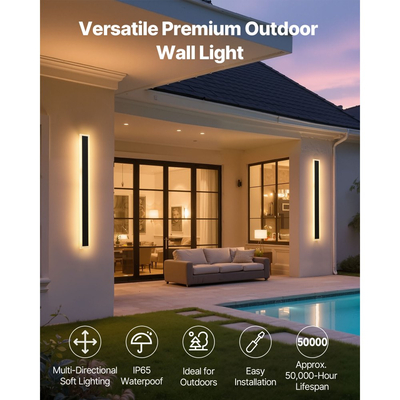 VEVOR Εξωτερικά Φωτιστικά Τοίχου, Πακέτο των 2, Μοντέρνα Εξωτερικά Φωτιστικά Τοίχου με Λωρίδα 800 mm, Θερμό Λευκό 3000K, IP65 Αδιάβροχο Αντισκωριακό Εξωτερικό Φωτιστικό Τοίχου, για Σπίτι, Βεράντα, Γκαράζ