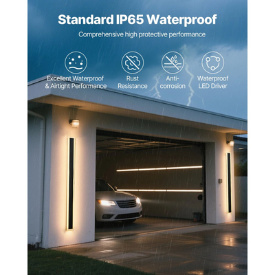 VEVOR Εξωτερικά Φωτιστικά Τοίχου, Πακέτο των 2, Μοντέρνα Εξωτερικά Φωτιστικά Τοίχου με Λωρίδα 1200 mm, Θερμό Λευκό 3000K, IP65 Αδιάβροχο Αντισκωριακό Εξωτερικό Φωτιστικό Τοίχου, για Σπίτι, Βεράντα, Γκαράζ