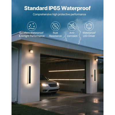 VEVOR Εξωτερικά Φωτιστικά Τοίχου, Πακέτο των 2, Μοντέρνα Εξωτερικά Φωτιστικά Τοίχου με Λωρίδα Μακράς Διάρκειας 600 mm, 2700K-6000K, IP65 Αδιάβροχο, Αντισκωριακό, Ρυθμιζόμενο Εξωτερικό Φωτιστικό Τοίχου, για Βεράντα Σπιτιού ή Γκαράζ
