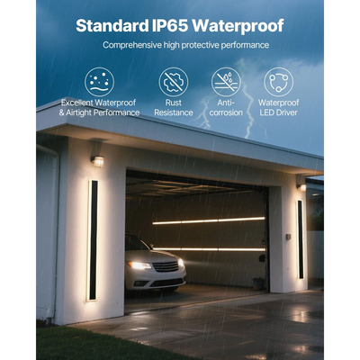 VEVOR Εξωτερικά Φωτιστικά Τοίχου, Πακέτο των 2, Μοντέρνα Εξωτερικά Φωτιστικά Τοίχου με Λωρίδα 1200 mm, 2700K-6000K, IP65 Αδιάβροχο, Αντισκωριακό, Ρυθμιζόμενο Εξωτερικό Φωτιστικό Τοίχου, για Βεράντα Σπιτιού ή Γκαράζ