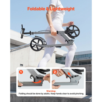 Πατίνι VEVOR για παιδιά 8+ ετών, εφήβους και ενήλικες, δίτροχο πατίνι για νήπια με ρυθμιζόμενο ύψος τιμονιού, φαρδύ αντιολισθητικό δάπεδο, πτυσσόμενο ελαφρύ πλαίσιο για αγόρια και κορίτσια έως 99,8 kg, γκρι