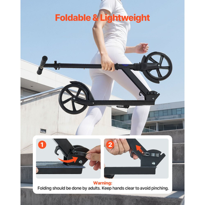 Πατίνι VEVOR για παιδιά 8+ ετών, εφήβους και ενήλικες, δίτροχο πατίνι για νήπια με ρυθμιζόμενο ύψος τιμονιού, φαρδύ αντιολισθητικό δάπεδο, πτυσσόμενο ελαφρύ για αγόρια και κορίτσια έως 99,8 κιλά, μαύρο + μωβ