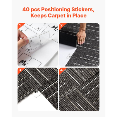 Πλακάκια χαλιού VEVOR Επαναχρησιμοποιούμενα 610x610 mm, 24 τεμάχια αρθρωτό τετράγωνο χαλί, Εμπορικό δάπεδο με μαλακή επένδυση για κάλυψη χωρίς ραφές 8,9㎡, Εύκολη αντικατάσταση DIY για σαλόνι, υπνοδωμάτιο, γραφείο, εσωτερικό, γκρι