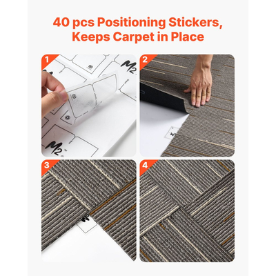 Πλακάκια χαλιού VEVOR Επαναχρησιμοποιούμενα 610x610 mm, 24 τεμάχια αρθρωτό τετράγωνο χαλί, Εμπορικό δάπεδο με μαλακή επένδυση για κάλυψη χωρίς ραφές 8,9㎡, Εύκολη αντικατάσταση DIY για σαλόνι, υπνοδωμάτιο, γραφείο, εσωτερικό, σκούρο καφέ