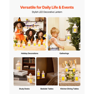 VEVOR 12 τεμάχια διακοσμητικό φανάρι κεριού, ηλεκτρικό κερί LED χωρίς φλόγα, πλαστική θήκη LED με γυαλί, κρεμαστά φανάρια εσωτερικής βεράντας για τραπέζι γάμου, πάρτι, αγρόκτημα, εσωτερική διακόσμηση, λευκό