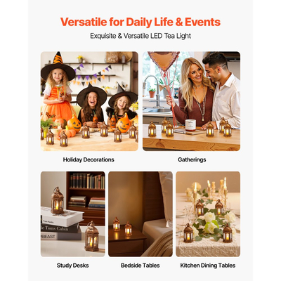 VEVOR 12 τεμάχια διακοσμητικό φανάρι κεριού, ηλεκτρικό κερί LED χωρίς φλόγα, πλαστική θήκη LED με γυαλί, κρεμαστά φανάρια εσωτερικής βεράντας για τραπέζι γάμου, πάρτι, αγρόκτημα, εσωτερική διακόσμηση, χάλκινο