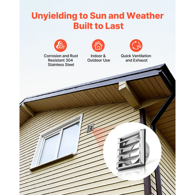 Κάλυμμα εξαερισμού τοίχου VEVOR 97mm, τετράγωνο κάλυμμα αετώματος εξαερισμού AC με περσίδες, από ανοξείδωτο ατσάλι υψηλής ποιότητας και με ελαστική φλάντζα μείωσης θορύβου, για σπίτι, μπάνιο, γκαράζ, κουζίνα, υπόγειο (1 τεμάχιο, ασημί)