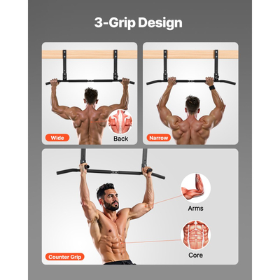 Μπάρα έλξης VEVOR για στήριξη σε δοκό, Μπάρα οροφής για γυμναστική στο σπίτι, έλξεις πολλαπλών λαβών, Πολυλειτουργικός σταθμός προπόνησης πλάτους 42 ιντσών, Μπάρες προπόνησης άνω μέρους σώματος από χάλυβα βαρέως τύπου, Χωρητικότητα 440 λίβρες