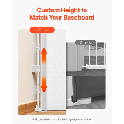 Πτυσσόμενη Πόρτα Μωρού VEVOR, Εκτείνεται σε Πλάτος 1450 mm, Ύψος 980 mm, με Κλειδαριά Ασφαλείας, Εύκολη στη Χρήση, Διαμπερής Χωρίς Σκοντάφτισμα, Πόρτα Σκύλου από Πλέγμα για Σκάλες, Διάδρομοι, Εσωτερικού/Εξωτερικού Χώρου, Λευκή