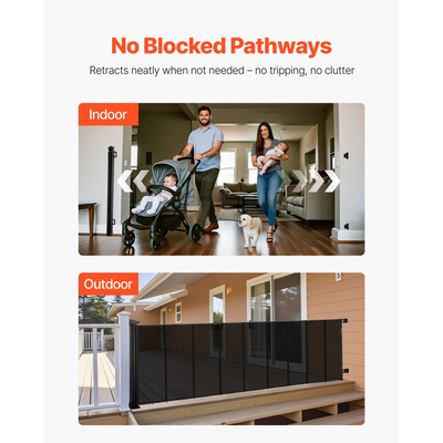 Πτυσσόμενη Πόρτα Μωρού VEVOR, Εκτείνεται σε 4150 mm Εξαιρετικά Πλάτος, 990 mm Ύψος, με Ενισχυμένες Λωρίδες Fiberglass, Αποφεύγει το Σέρσιμο, Πόρτα Σκύλου από Πλέγμα για Καταστρώματα, Πόρτες, Γκαράζ, Εσωτερικού Χώρου, Μαύρο