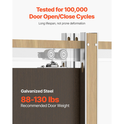 Κιτ Πλαισίου Πόρτας Pocket VEVOR, για Πόρτα Πλάτους 610-914mm και Ύψους 2032mm, Κιτ Πόρτας Pocket με Μηχανισμό Ομαλού Κλεισίματος Δύο Κατευθύνσεων, Ομαλή Ολίσθηση, Εύκολη Εγκατάσταση, Ξύλο και Γαλβανισμένο Ατσάλι, για Σαλόνι