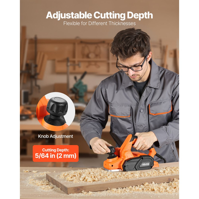 Ηλεκτρική πλάνη χειρός VEVOR, πλάτος κοπής 82 mm, 650W 16800 RPM ηλεκτρική πλάνη χειρός με καλώδιο για ξύλο, με ρυθμιζόμενο βάθος κοπής, 2 λεπίδες, για ξυλουργική, λοξοτομή ξύλου, DIY εργαλείο ξυλουργικής με λείο φινίρισμα