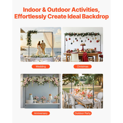 Βάση στήριξης ράβδων VEVOR με σφιγκτήρες, ύψος 13"-42" και ρυθμιζόμενο μήκος 28"-98", 2 τεμάχια βάσης αψίδας τραπεζιού, επιτραπέζια αψίδα με μπαλόνι για χριστουγεννιάτικες διακοσμήσεις γάμου, πάρτι γενεθλίων, μαύρο