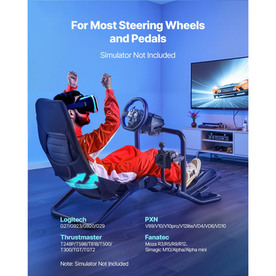 Βάση τιμονιού VEVOR Racing, Βάση τιμονιού ενσωματωμένη σε προσομοιωτή πιλοτηρίου βαρέως τύπου, κατάλληλη για Logitech G25, G27, G29, G920, G923, Thrustmaster T300RS, TX F458, T500RS, T3PA-PRO (F1/GT) και πεντάλ CSR, Μαύρο