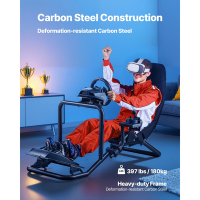 Βάση τιμονιού VEVOR Racing, Βάση τιμονιού ενσωματωμένη σε προσομοιωτή πιλοτηρίου βαρέως τύπου, κατάλληλη για Logitech G25, G27, G29, G920, G923, Thrustmaster T300RS, TX F458, T500RS, T3PA-PRO (F1/GT) και πεντάλ CSR, Μαύρο