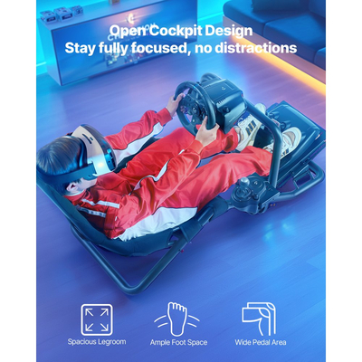 Βάση τιμονιού VEVOR Racing, Βάση τιμονιού ενσωματωμένη σε προσομοιωτή πιλοτηρίου βαρέως τύπου, κατάλληλη για Logitech G25, G27, G29, G920, G923, Thrustmaster T300RS, TX F458, T500RS, T3PA-PRO (F1/GT) και πεντάλ CSR, Μαύρο