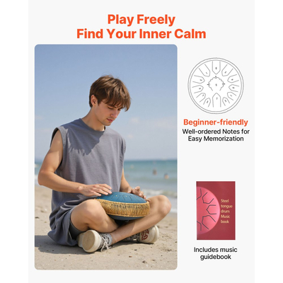 VEVOR Ατσάλινο Τύμπανο με Γλώσσα, 30,5cm 13 Νότες Τύμπανο Βροχής για Εξωτερικό Κήπο, Μουσικά Τύμπανα σε Ντο Μείζονα με Βιβλίο Μουσικής & Σφυράκια, Κρουστά Όργανα για Διαλογισμό Γιόγκα για Αρχάριους, Μουσική Εκπαίδευση, Μπλε Ναυτικό