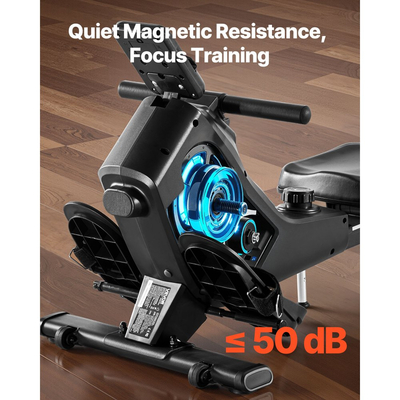 Μαγνητική μηχανή κωπηλασίας VEVOR, αθόρυβη αντίσταση 16 επιπέδων, ρυθμιζόμενη, πτυσσόμενη μηχανή κωπηλασίας για το σπίτι, χωρητικότητα βάρους 158 κιλών, μηχανήματα κωπηλασίας με σχεδιασμό ομαλής τροχαλίας, συμβατό με εφαρμογή Bluetooth και οθόνη LCD