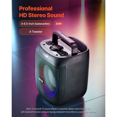 Μηχανή Καραόκε VEVOR για Ενήλικες, 30W, Φορητό Ηχείο Bluetooth 6,5 ιντσών με 2 Ασύρματα Μικρόφωνα, Φως LED, Λειτουργία TWS, Λαβή, Υποστήριξη Κάρτας Micro TF, USB, AUX, για Τραγούδι σε Πάρτι Καραόκε στο Σπίτι