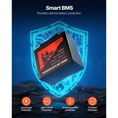 Μπαταρία μοτοσικλέτας VEVOR, 12 Volt 7Ah, προφορτισμένη μπαταρία λιθίου LiFePO4 για Powersports, χωρίς συντήρηση και υψηλής απόδοσης, συμβατή με ATV, μοτοσικλέτα, τζετ σκι, σκούτερ, UTV και άλλα