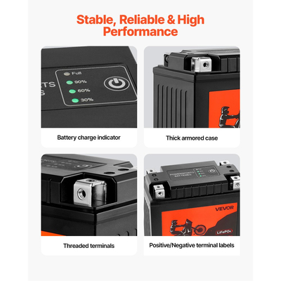Μπαταρία μοτοσικλέτας VEVOR, 12 Volt 7Ah, προφορτισμένη μπαταρία λιθίου LiFePO4 για Powersports, χωρίς συντήρηση και υψηλής απόδοσης, συμβατή με ATV, μοτοσικλέτα, τζετ σκι, σκούτερ, UTV και άλλα