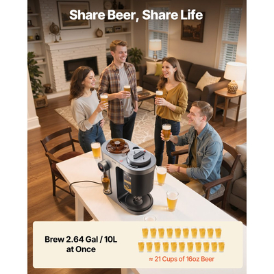 Αυτόματη οικιακή ζυθοποιία VEVOR, οικιακή μηχανή ζυθοποίησης 13 λίτρων, ηλεκτρική μηχανή ζυθοποίησης μπύρας 1500W με συσκευή βρασμού, εσωτερική δεξαμενή από ανοξείδωτο ατσάλι 304, αυτόματος έλεγχος θερμοκρασίας και πίεσης