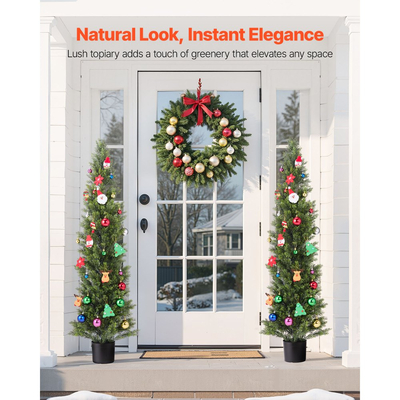 Τεχνητά Κέδροι VEVOR Topiary, Σετ 2 Φυτών Ψεύτικου Πεύκου 1524 χιλ., Ψεύτικο Δέντρο Μεταξιού που Φαίνεται Αληθινό, Εύκολη Συναρμολόγηση για Διακόσμηση, Μπροστινή Βεράντα, Εξωτερική Αίθριο, Κήπος, Μπαλκόνι, Αυλή, Εσωτερικό Γραφείο