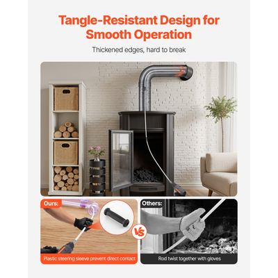 Κιτ καθαρισμού καμινάδας VEVOR, μέγιστο επεκτάσιμο μήκος 9m, κιτ καθαρισμού καμινάδας με ανταλλακτικές τρίχες και προστατευτικά γυαλιά, εύκαμπτο εργαλείο καθαρισμού τζακιού 90°, για τετράγωνες, ορθογώνιες καμινάδες