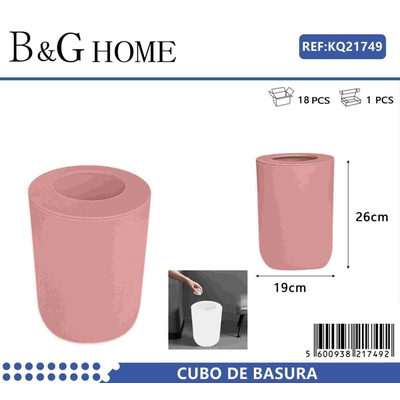 Κάδος απορριμμάτων μπάνιου πλαστικός - Pink - 21749