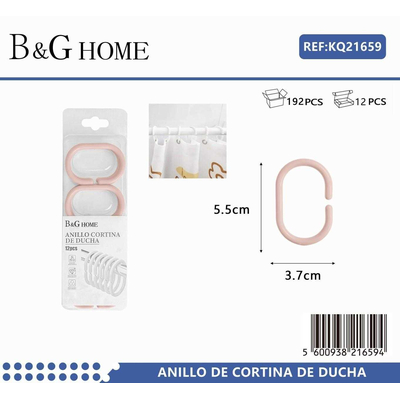 Κρίκοι κουρτίνας μπάνιου - Light Pink - 21659