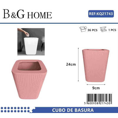 Κάδος απορριμμάτων μπάνιου πλαστικός - Pink - 21743