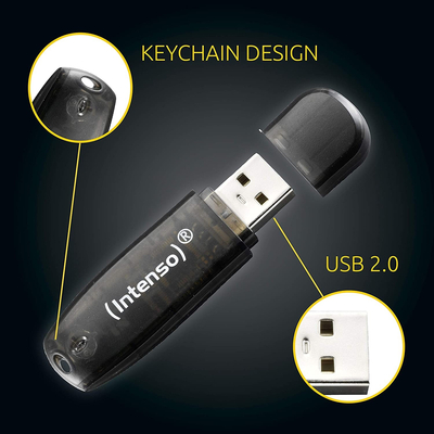 Intenso 16GB Rainbow USB 2.0 Flash Drive - Black