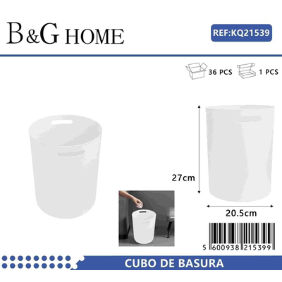 Κάδος απορριμμάτων μπάνιου πλαστικός - White - 21539