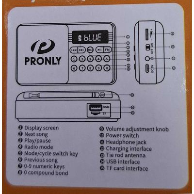 Επαναφορτιζόμενο ραδιόφωνο με Bluetooth - PR-808BT - 241335 - Red