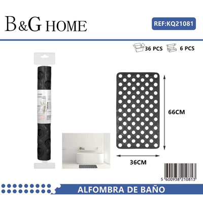 Αντιολισθητικό πατάκι μπάνιου - 6C - 36x66cm - Black - 21081