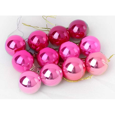 Σετ Χριστουγεννιάτικες μπάλες - 8cm - 12pcs - 326048 - Pink