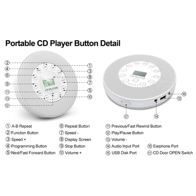 Φορητό επαναφορτιζόμενο CD Player - CDP-3031 - 718105 - White