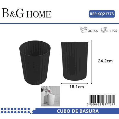 Κάδος απορριμμάτων μπάνιου πλαστικός - Black - 21773