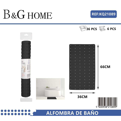 Αντιολισθητικό πατάκι μπάνιου - 6C - 36x66cm - Black - 21089