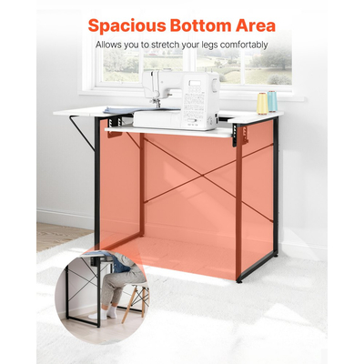 Τραπέζι Ραπτικής VEVOR, Τραπέζι Ραπτομηχανής Πολλαπλών Χρήσεων με Πτυσσόμενο Πλαϊνό Ράφι, Ρυθμιζόμενο Ράφι, Ατσάλινα Πόδια, Γραφείο Υπολογιστή για το Σπίτι, Στούντιο Μόδας, Στούντιο Τέχνης, Εκπαιδευτικό Ίδρυμα, Λευκό