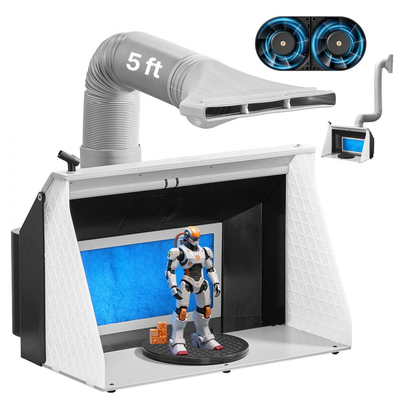 Θάλαμος ψεκασμού αερογράφου VEVOR, διπλοί ανεμιστήρες, 545 x 475 x 370 mm, φορητό κιτ καμπίνας ψεκασμού βαφής με αερογράφο για ερασιτεχνική χρήση με 3 φώτα LED και σωλήνα προέκτασης εξάτμισης, για ζωγραφική μοντέλων, τέχνες, χειροτεχνίες, κέικ