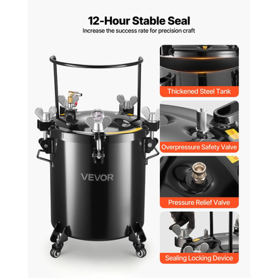 Δεξαμενή βαφής με δοχείο πίεσης VEVOR, Δεξαμενή βαφής βαρέως τύπου από χάλυβα 40 λίτρων, Δοχεία βαφής με πίεση ψεκασμού με τρεις συνδέσμους γρήγορης σύνδεσης για οικιακή χρήση, DIY, Δημιουργίες τέχνης, Δεξαμενές μεγάλης διαμέτρου