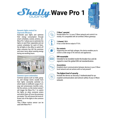 3800235269091 | Shelly Qubino Wave Pro 1 - EAN 3800235269091