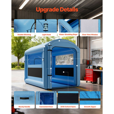 Φουσκωτός θάλαμος βαφής VEVOR, 3 x 2,5 x 2,5 m, Φουσκωτός θάλαμος ψεκασμού με ισχυρό φυσητήρα 550W και σύστημα φίλτρου αέρα, Στρογγυλή οροφή με γάντζο φωτισμού, για βαφή ποδηλάτων, μοτοσικλετών και επίπλων