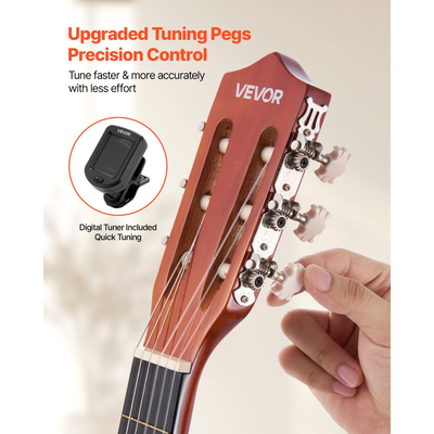 Κλασική κιθάρα VEVOR, 960 mm, Ξύλινο κιτ εκκίνησης κλασικής κιθάρας για αρχάριους, με χορδές νάιλον, τσάντα συναυλιών, λουράκι, κουρδιστήρι, επιπλέον χορδές, πένες, καποτάτο, ξύλο μπάσου, για εφήβους και ενήλικες, μαθητές, φυσικό