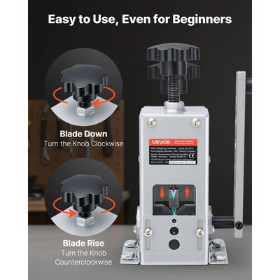 Χειροκίνητη μηχανή απογύμνωσης καλωδίων VEVOR, 1,5-30 mm, Εργαλείο απογύμνωσης καλωδίων χαλκού, Λειτουργίες με χειροκίνητη μανιβέλα ή τρυπάνι, Μηχανή απογύμνωσης καλωδίων Q235 βαρέως τύπου, Εύκολη στη χρήση, για ανακύκλωση απορριμμάτων χαλκού