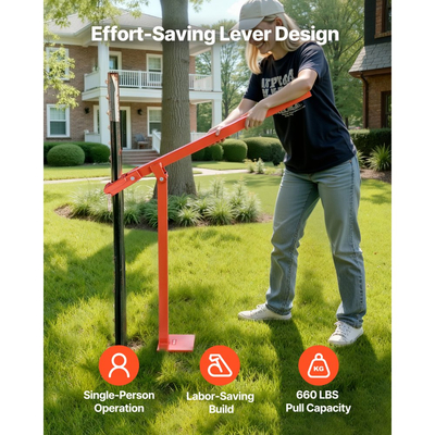 Εξολκέας στύλων φράχτη VEVOR 91,4 cm, βαρέως τύπου με πλάκα εξολκέα και αλυσίδα ανύψωσης 119 cm, εργαλείο αφαίρεσης στύλων φράχτη T που εξοικονομεί εργασία για στρογγυλούς στύλους φράχτη, στύλους πινακίδων και κορμούς δέντρων