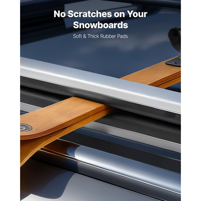 Βάση οροφής VEVOR για σκι και σνόουμπορντ, Χωρητικότητα έως 4 ζεύγη σκι ή 2 σνόουμπορντ, 2 τεμάχια σχάρα οροφής αυτοκινήτου αλουμινίου γενικής χρήσης με κλείδωμα και επένδυση από καουτσούκ, Βάση για καλάμι ψαρέματος, Ταιριάζει στις περισσότερες εγκάρσιες ράβδους με σχισμές