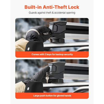 Βάση οροφής VEVOR για σκι και σνόουμπορντ, Χωρητικότητα έως 6 ζεύγη σκι ή 4 σνόουμπορντ, 2 τεμάχια σχάρα οροφής αυτοκινήτου αλουμινίου γενικής χρήσης με κλείδωμα και επένδυση από καουτσούκ, Βάση για καλάμι ψαρέματος, Ταιριάζει στις περισσότερες εγκάρσιες ράβδους με σχισμές